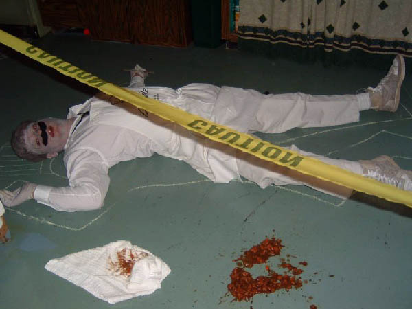 Dianne's photo of the victim from her Murder of the Great Chef party